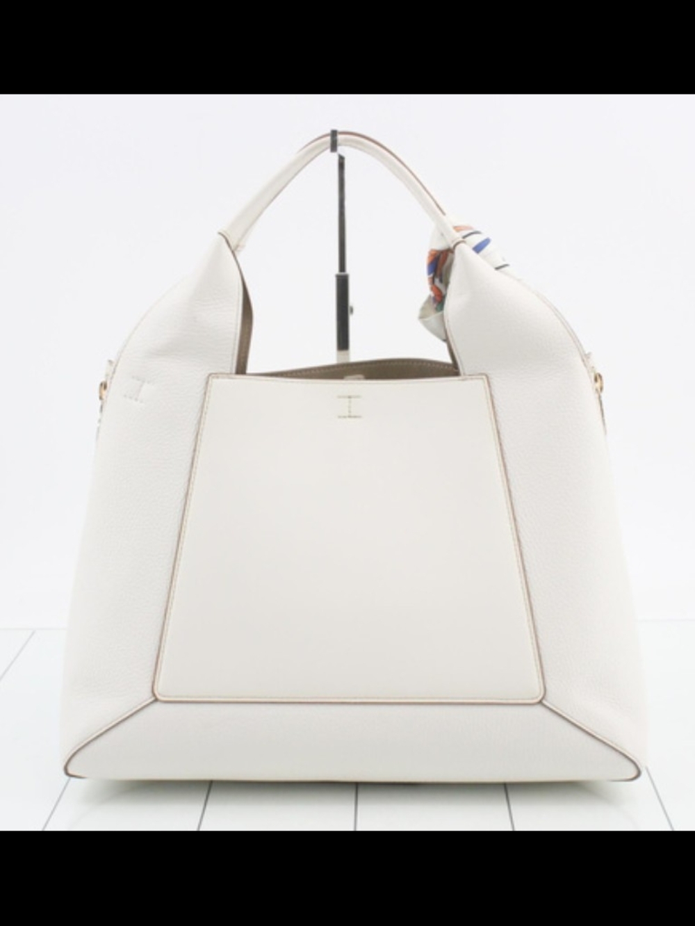 Furla Ivory Leather Hobo Bag with Scarf - Picture 3 of 9